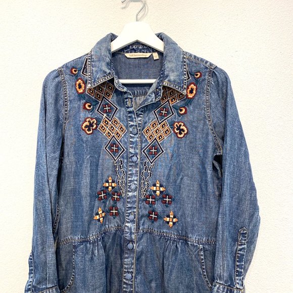 Soft Surroundings Embroidery Long Sleeve Button Down Shirt Top Small - Picture 3 of 10